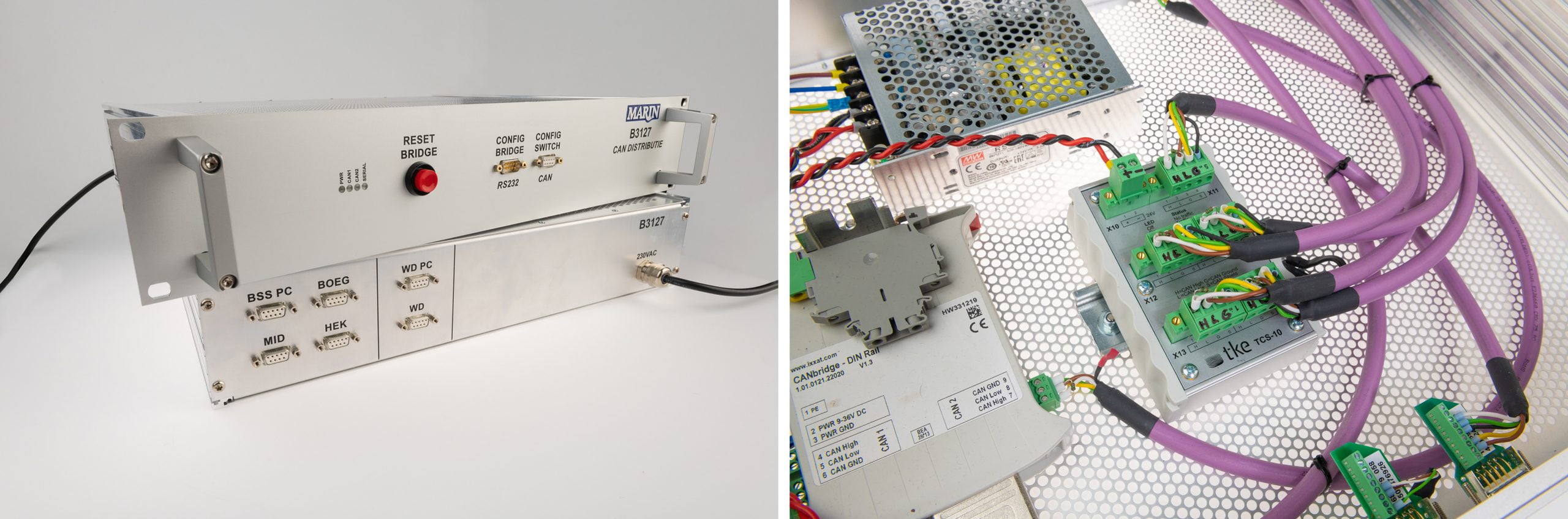 CAN Switch mounted into a 19” rack. These racks are installed in the test basins to accommodate all CAN hardware.